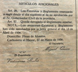 El casino de Carbonero, un ejemplo de sociedad recreativa en el mundo rural segoviano (II) 4 Antiguos estatutos del casino.