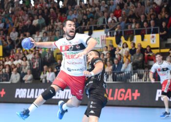 Carró en un instante de partido entre BM Nava y Ademar./AMADOR MARUGÁN