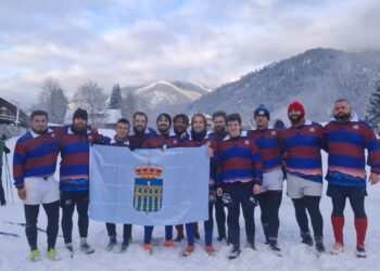 La delegación del equipo segoviano durante la cita en Tarvisio./E.A