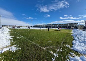 Estado del campo municipal de La Albuera a las doce y media de la mañana. / JUAN MARTÍN-G. SEGOVIANA