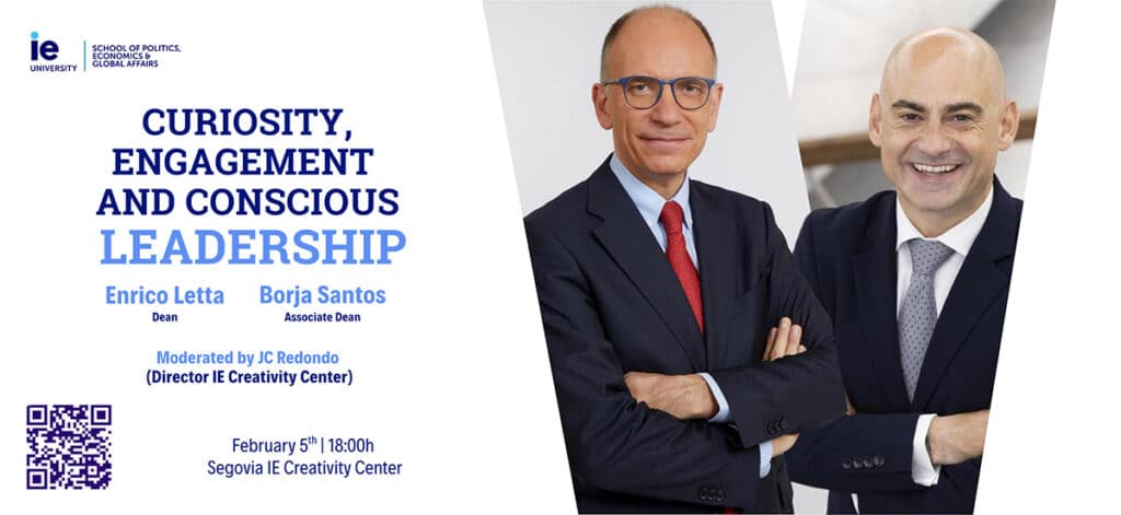 IE University reúne en Segovia a Enrico Letta y Borja Santos para reflexionar sobre liderazgo político y curiosidad 2 CARTEL CHARLA LETTA SANTOS web