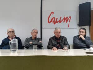Carlos Pérez Merinero, el hombre que solo sabía escribir 3 De izquierda a derecha, David Pérez Merinero, Javier Macua, Manuel Blanco Chivite y Santiago Alonso.