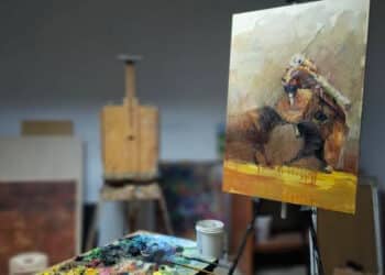 Obra del pintor segoviano Mario Pastor para la Feria del Aficionado, del Club 'Tres Puyazos'. / Y.S.