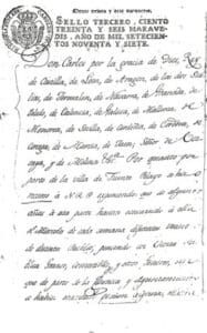 La feria El Ángel a través de las crónicas de prensa 5 Privilegio de Carlos IV, de 1797, con el cual se autoriza la celebración de la feria del Ángel.