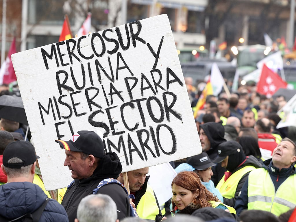 Los profesionales del campo segoviano llegan a Madrid para rechazar el acuerdo con el Mercosur y los recortes de la PAC 2 Manifestación de agricultores y ganaderos en Madrid. / JUAN LÁZARO - ICAL