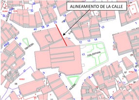 Plano donde se contemplaba la concesión de terreno sobrante a la vía pública.