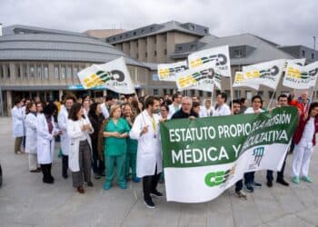 Los médicos segovianos que secundaron la tercera jornada de huelga, este miércoles en el Hospital General.. / Héctor Criado