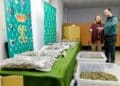 La subdelegada del Gobierno, junto al teniente coronel de la Guardia Civil mirando la droga incautada. / ICAL