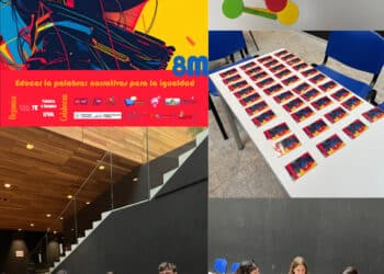 Cartel Narrativas para la igualdad (Eva Álvarez Ramos); momentos y materiales del taller.