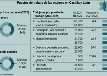 Puestos de trabajo de las mujeres en Castilla y León.