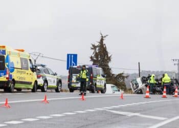Accidente con una víctima mortal cerca de Villacastín, en la Nacional 110. / ICAL