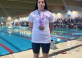 Sandra Guerra posa con las medallas durante una cita de la presente temporada./CASINO DE LA UNIÓN