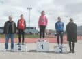 Podio del Autonómico femenino, con Sandra San Miguel en la primera plaza, y Alba León (i) en la segunda. / FETACYL