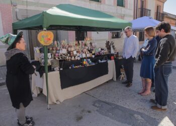 Magdalena Rodríguez visita uno de los puestos. /DIPUTACIÓN DE SEGOVIA