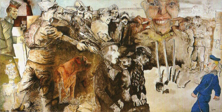 Dix, Grosz, mi perro tiene memoria, 1994. Óleo sobre tela.