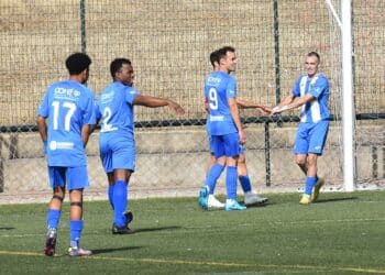 Los jugadores del CD Cantalejo celebran uno de los goles marcados en la presente temporada./ A.M.