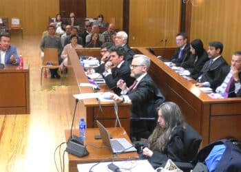 Declaración del hijo del dueño de la funeraria en una de las sesiones del juicio del caso ‘Ataúdes’. / Audiencia Provincial de Valladolid