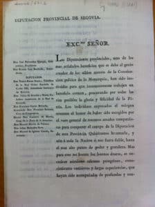 En el CCXIV aniversario del nacimiento de la Diputación 2 Acta fundacional de la Diputación de Segovia.
