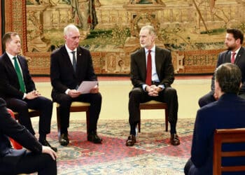 José Mazarías, junto al rey Felipe VI. / GRUPO CIUDADES PATRIMONIO DE LA HUMANIDAD