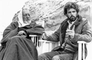 Optimismo y esperanza del cine 5 Alec Guiness y George Lucas en 1977, rodaje de “La guerra de las galaxias”